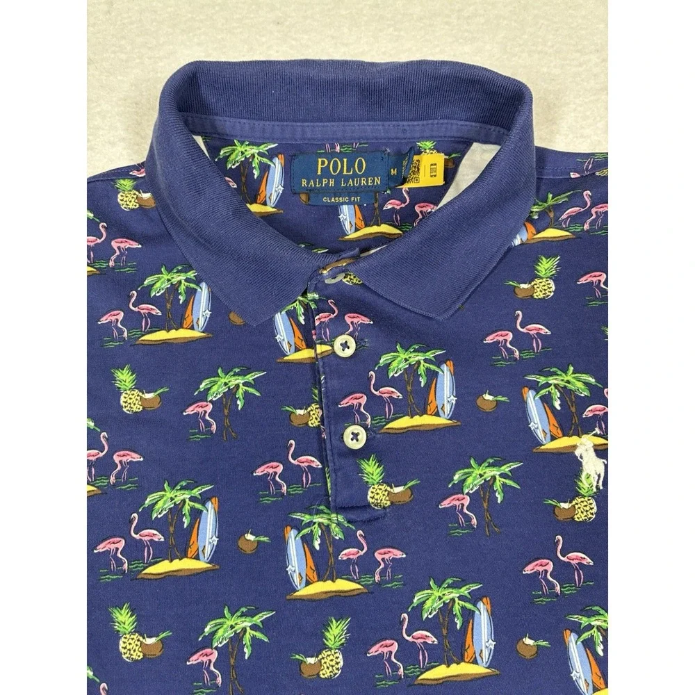 Polo Ralph Lauren Soft Cotton Classic Fit Polo Shirt Mens Medium Tropical Beach